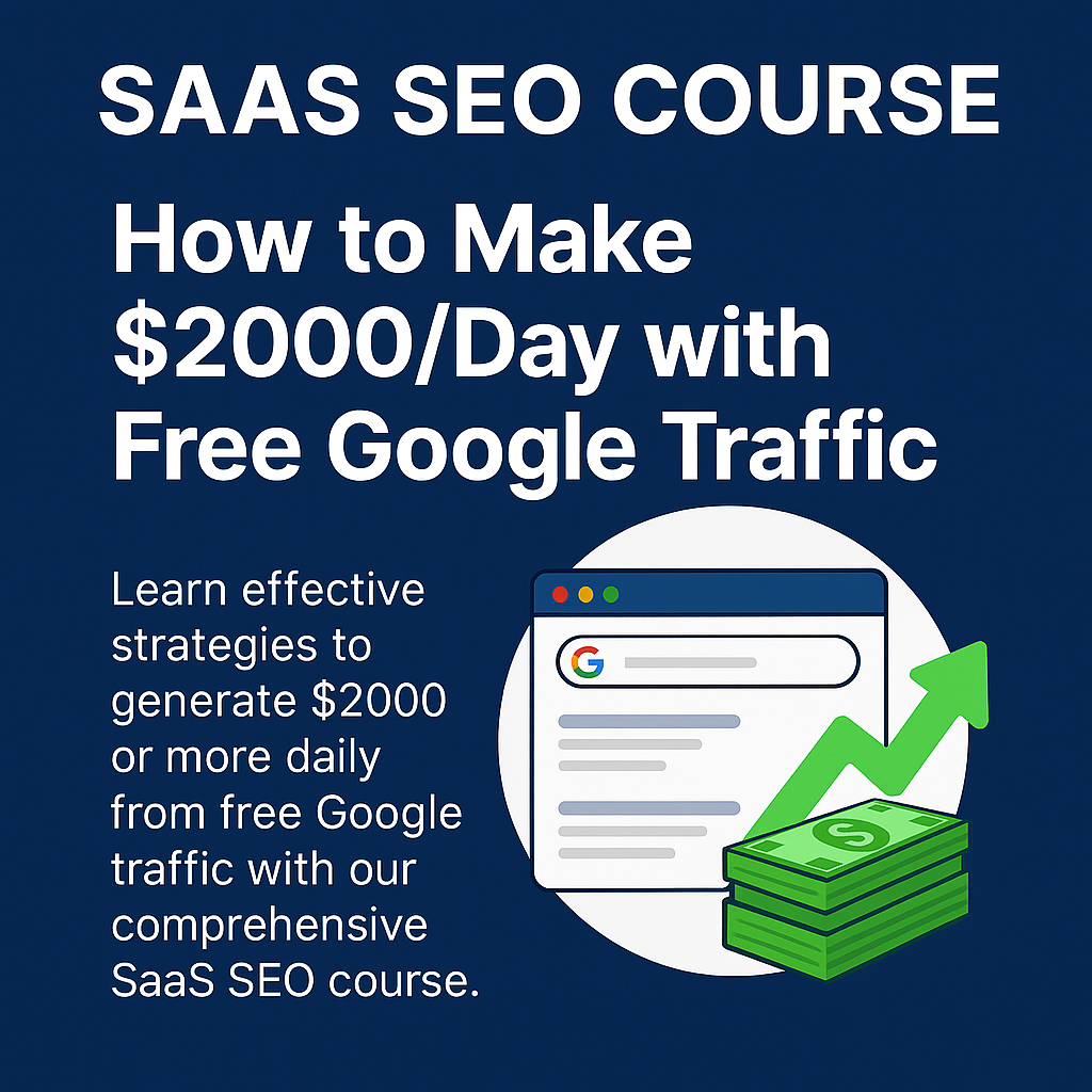 SaaS SEO Course How to make a 2000 Day with free Google Traffic